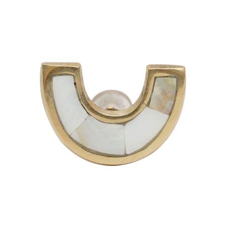 White and Gold Semicircle Mother of Pearl Drawer Knobs